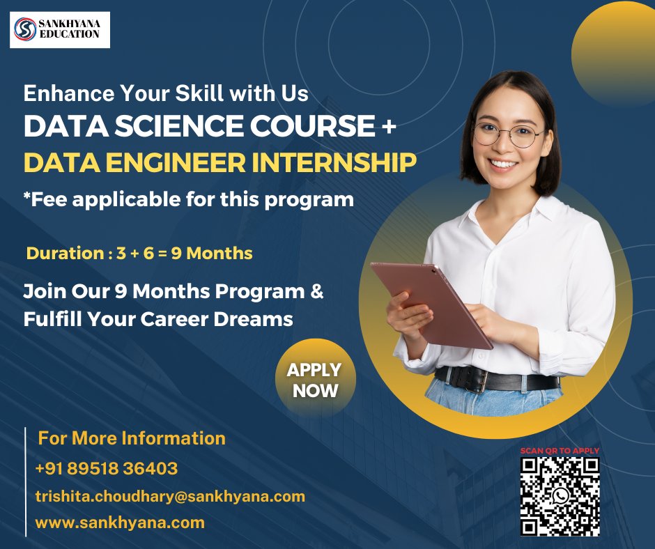 sankhayana's tweet image. Unleash Your Data Potential!
Join our #DataScience and #DataEngineer Program for an exhilarating journey into the world of data.

Enroll now and be part of the data revolution.
Register Here : forms.gle/i4GLk9tEHMtzjS…

#datascienceprogram #dataengineerprogram #TechRevolution