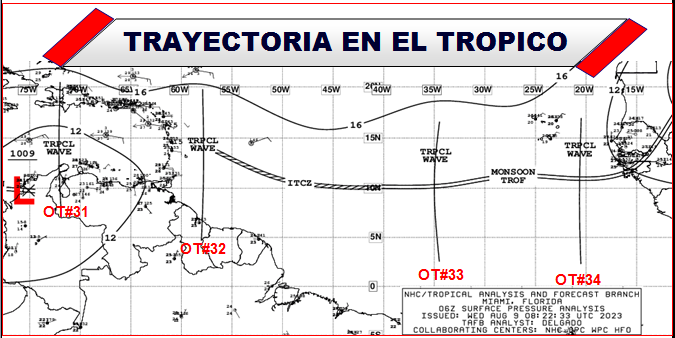 claudio_mj's tweet photo. 🧿ONDAS TROPICALES🧿
#OT31 Sobre Haití, tormentas dispersas
#OT32 Sobre el Atlántico central, con tormentas dispersas, Es probable que produzcan ráfagas de viento y olas de 4-6 pies
#OT33 Atlántico oriental con chubascos dispersos
#OT34 Atlántico oriental, convección moderada https://t.co/qnu1jqODsp