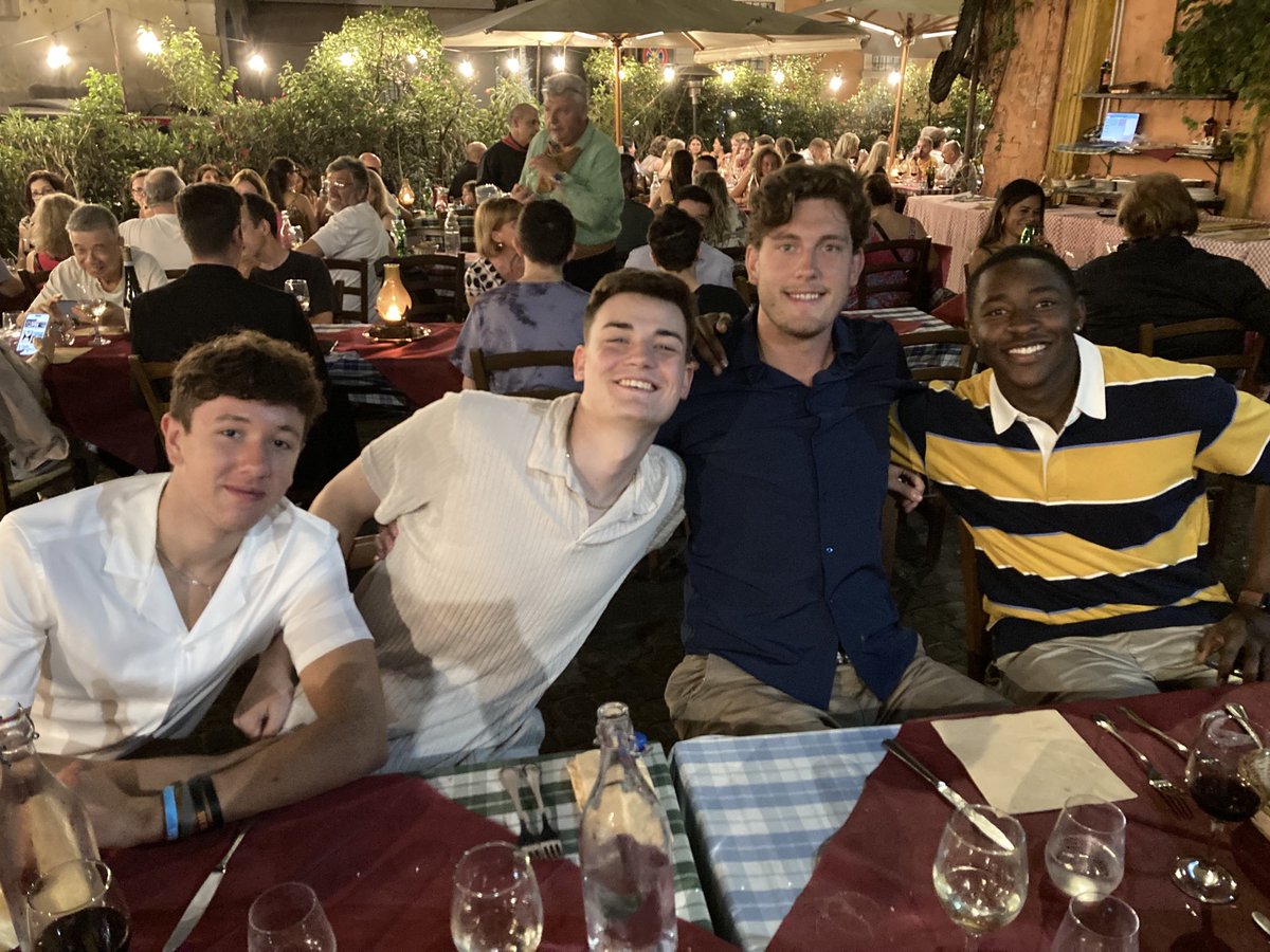 CoachScottCoval's tweet photo. Team dinner in Trestevere to finish our international Rome basketball trip. Great experiences &amp; unforgettable memories. ⁦@DSUBulldogs⁩ #BulldogsInRome https://t.co/ewBR0hUkbR