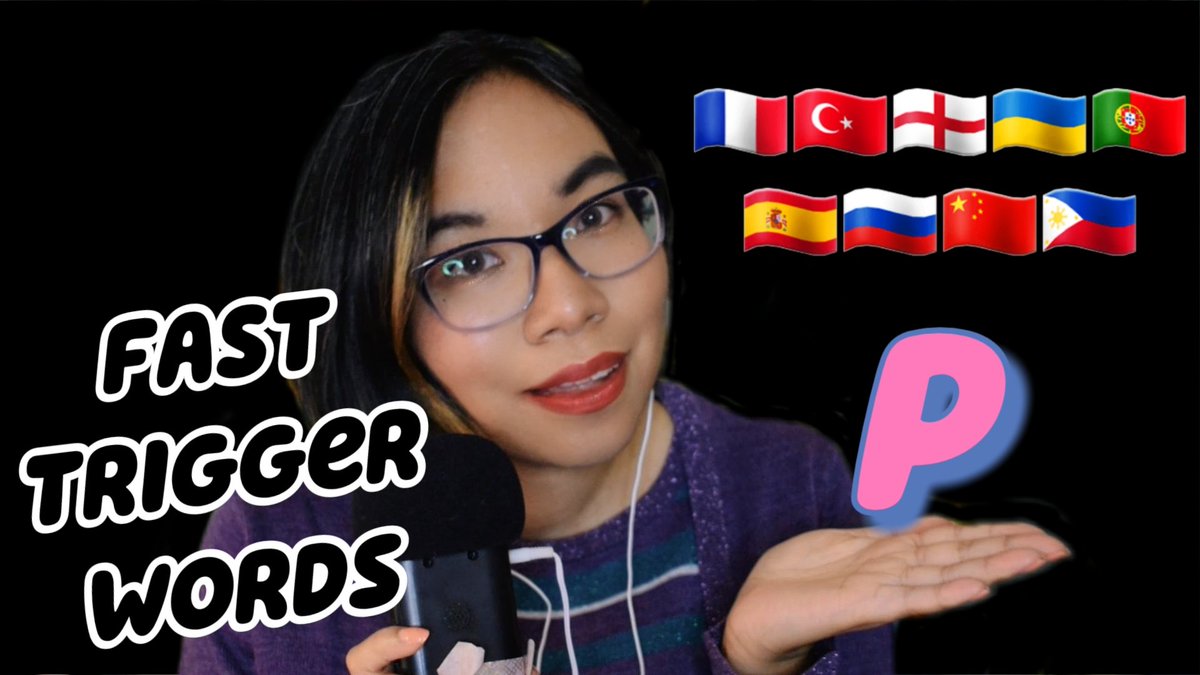 MisschicAsmr's tweet photo. New #asmrvideo tonight- fast #asmrtriggerwords with the letter P in different languages! 
I hope to include more languages in part 2.
See you at the premiere at 18h BST (6pm UK time) 💜
https://t.co/TxayQ2tvTK
#asmr #whispering #mouthsounds #fastasmr https://t.co/g9044YPcdW