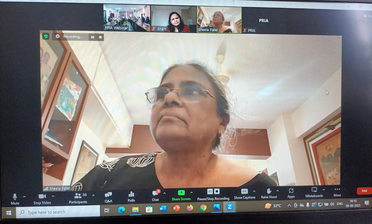 PRIA_India's tweet photo. #BookDiscussion @PRIA_India 
Ms. Sheela Patel &amp; Dr. Indira Khurana are among the participants engaging in the book discussion abt the importance of community #organisationdevelopment, as well as emphasising the rights &amp; dignities of #sanitationworkers @CPR_India @RTandon_PRIA https://t.co/oGvW7Az7qC