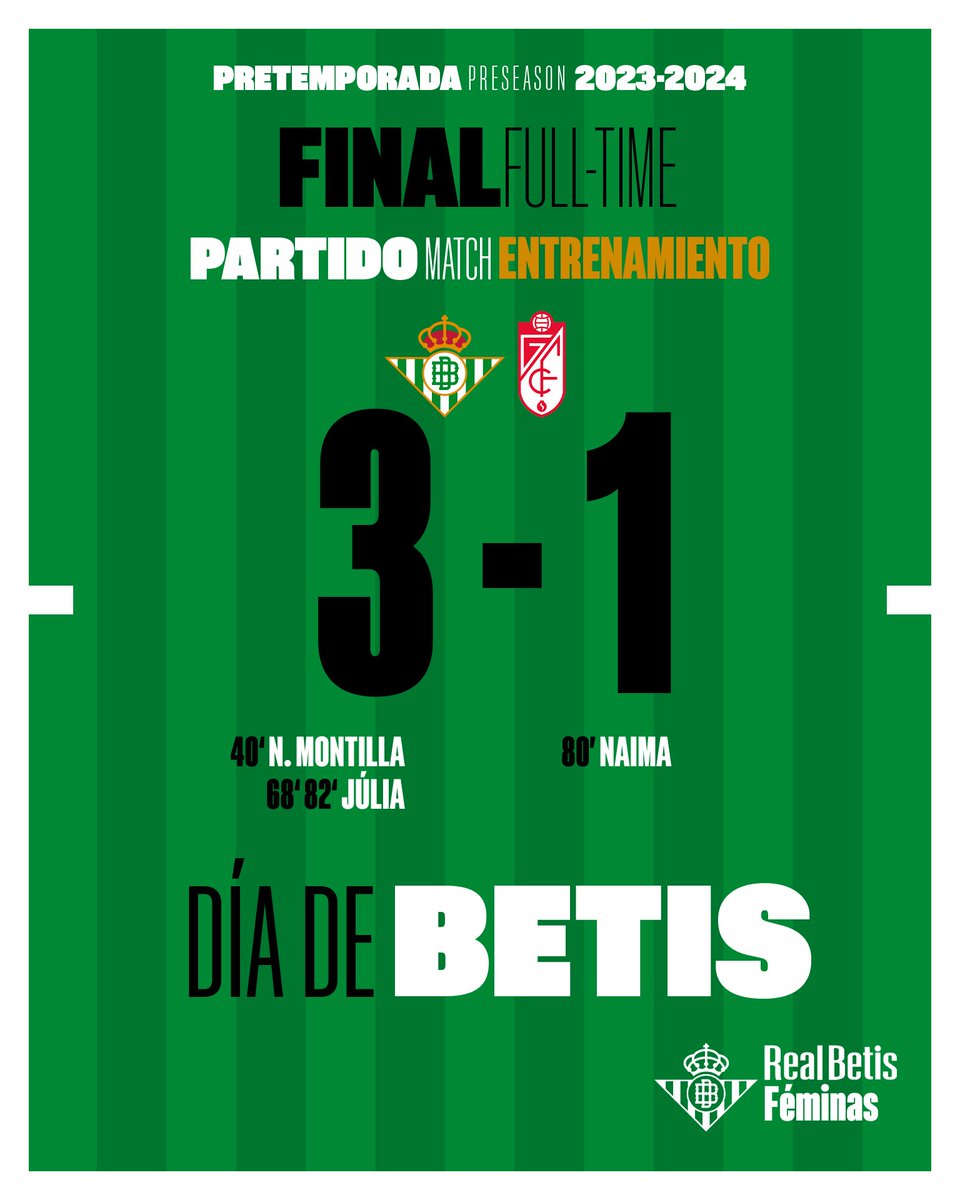 90' ⌚️⚽️ ¡Final del partido! 🔚

💚🤍 #RealBetisGranadaCF 3-1 🔴⚪️

#BetisFéminas