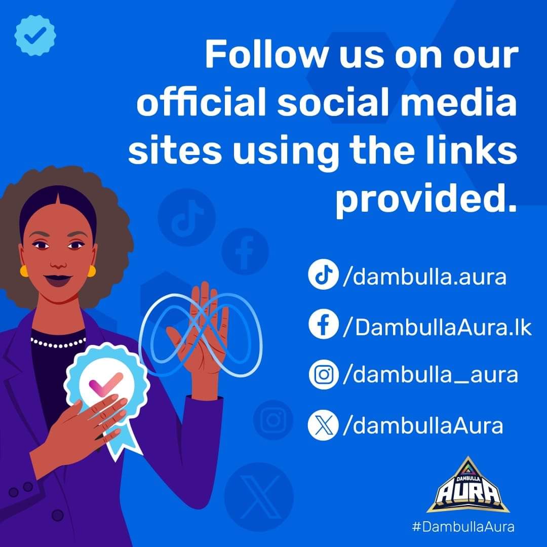 ⚠️ Our official social media platforms 🏏🇱🇰 Tiktok : tiktok.com/@dambulla.aura Instagram: instagram.com/dambulla_aura_… Twitter: twitter.com/dambullaAura Facebook: facebook.com/DambullaAura.lk