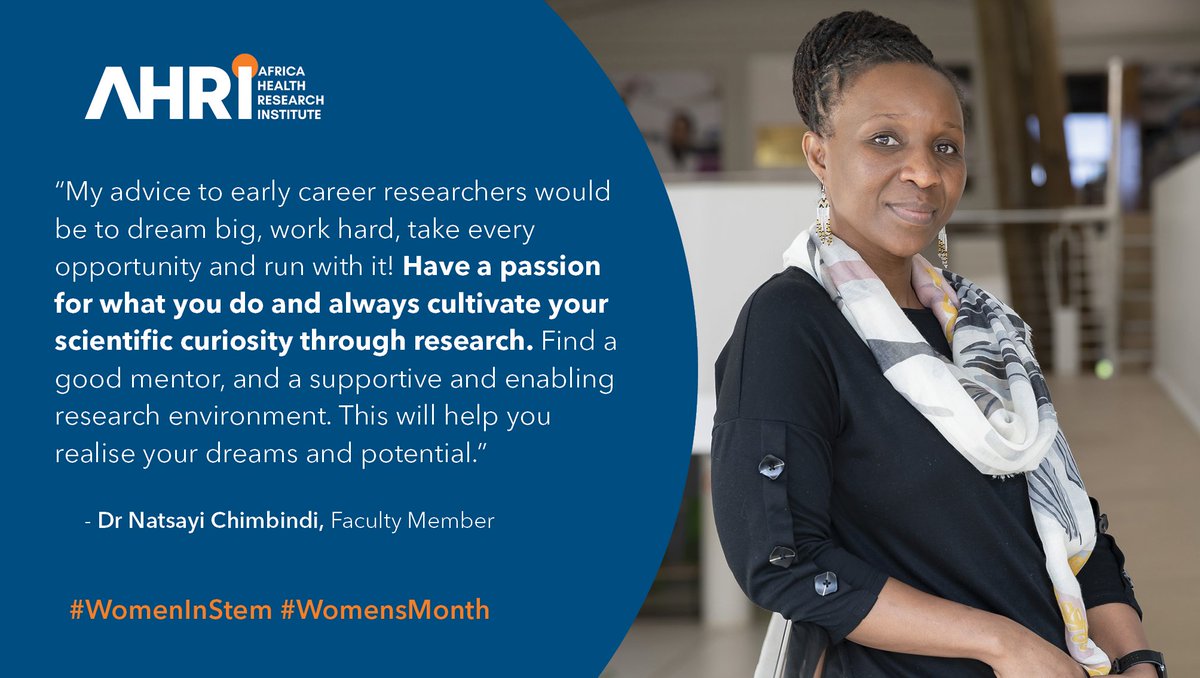 AHRI_News's tweet photo. This #WomensDay we asked our scientists what advice they’d give to aspiring researchers. Faculty member Dr Natsayi Chimbindi @Natsayi2 who's working on co-developing school health promotion interventions to improve sexual reproductive health &amp; HIV prevention, shared these words👇🏾 https://t.co/x6vBmxcde5