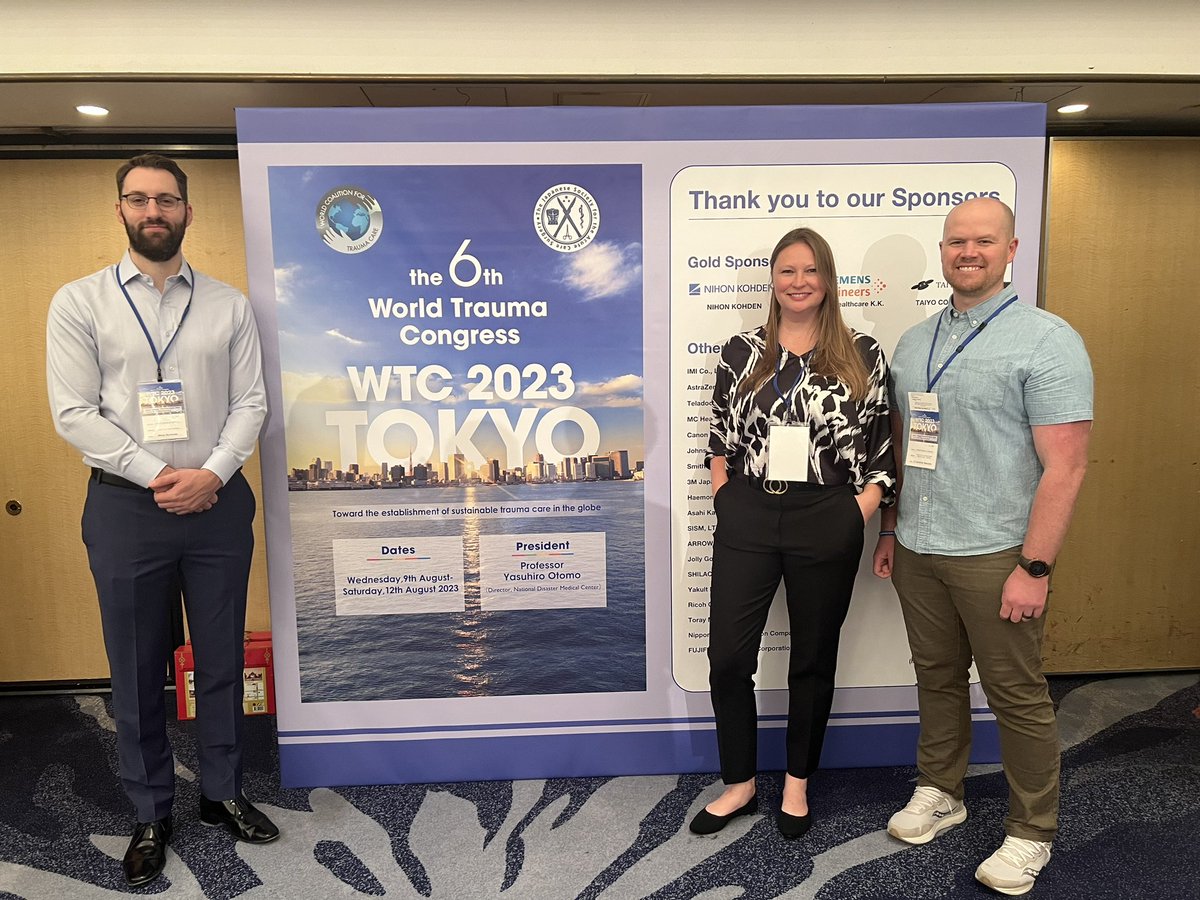milosbuhavac's tweet image. Honored to be representing @TTUHSC and @umchealthsystem at #WTC2023. Joined by @TexasTechEM residents @AndreaWeitz3 and Cam Mecham who are both presenting our novel trauma education. My @TSACO_AAST boss @elliotthaut is going to take us out for Michelin-starred sushi…