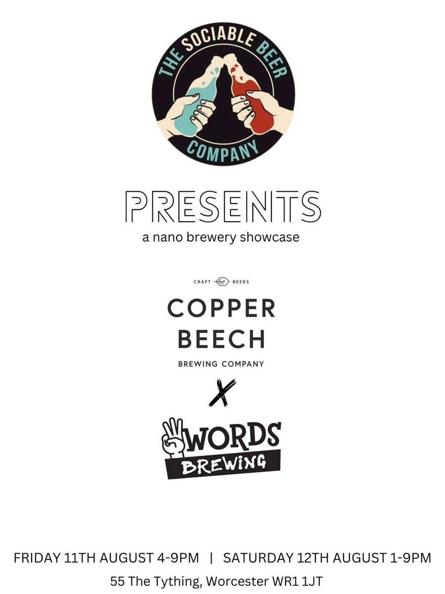 Join us this weekend at Sociable Beer Company in Worcester for the Fringe Beer Festival!

We have 3 Words Brewing &amp; Copper Beech Brew Co pouring the freshest craft beers in the city Fri 4-9pm and Sat 1-9pm, along with food from Harry Cooks and live music.

#worcestershirehour