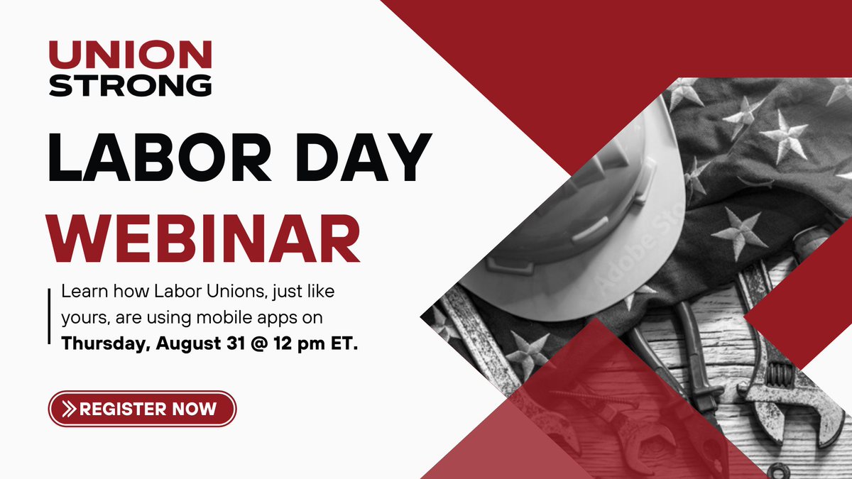 How are you celebrating Labor Day this year?

We're celebrating by giving away a Free Union Strong Lite App to a registered attendee of our August 31 webinar! Follow the link below to learn more about mobile apps in the Union space.

bit.ly/3ONw0Hb
#LaborDay #UnionStrong