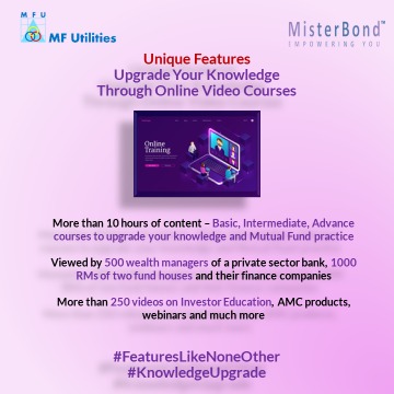 IamMisterBond's tweet photo. "#Continuous #Learning is the minimum requirement of #Success in any field."

Grow your #MutualFund practice thru #VideoCourses of MisterBond

To know more: 
register to attend Webinar on 21st Aug, Monday at 6 pm:

https://t.co/FCJ28DPAyx

#FeaturesLikeNoneOther
#KnowledgeUpgrade https://t.co/GdJ6Edfrq0