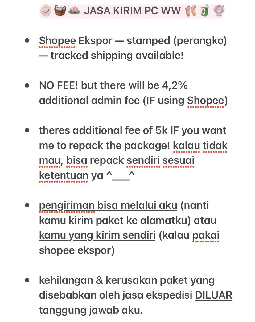 sunIuvs's tweet photo. κ° jasa kirim pc ww NO FEE! κ±
β please read the whole thread carefully π
π depok / jakarta
π testi : #suniuvs
π https://t.co/qkq4yWy0x0
π·οΈ wts jual photocard kpop ke luar negeri negri worldwide shopee ekspor export stamped perangko tracked https://t.co/E62l9JsVZp