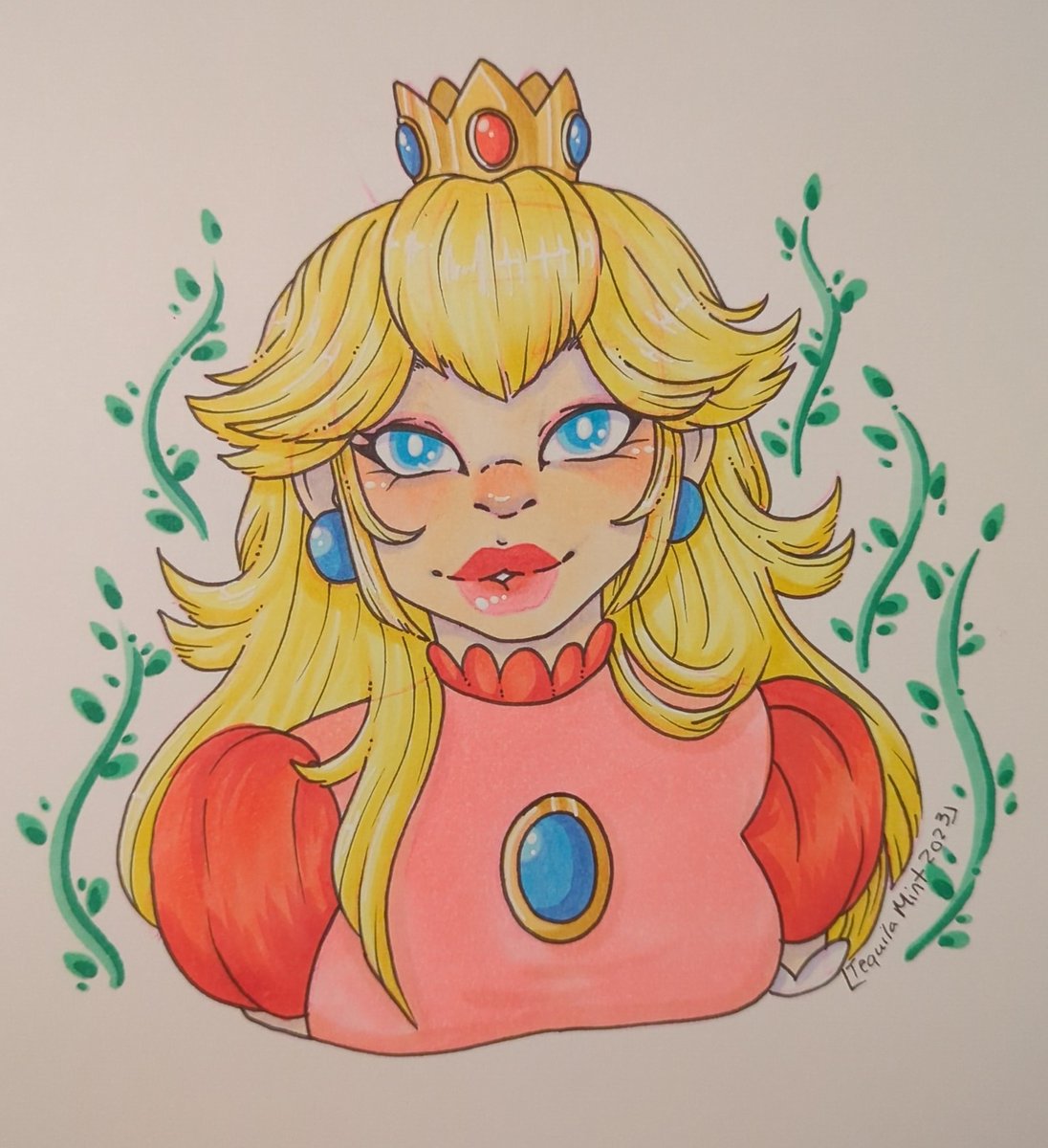 Flaming_Night's tweet photo. Wow haven't posted art in awhile. Sorry about that, accept my apology of a this Princess Peach drawing I did. My first time drawing her so sorry if it's not that great. https://t.co/fXumr6ZhVu