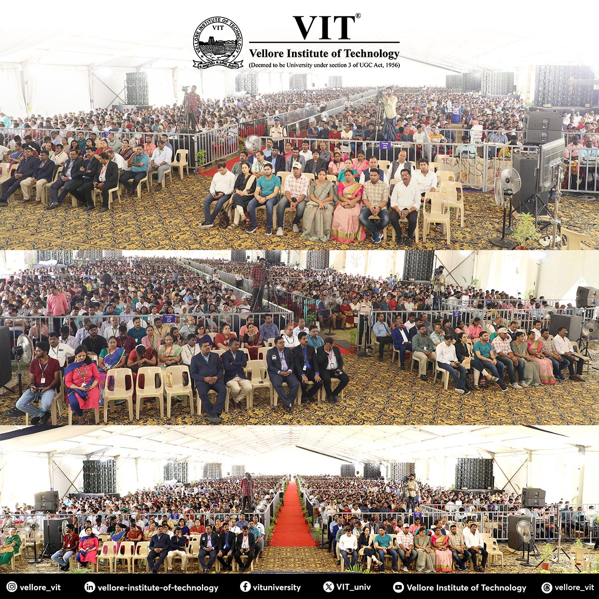 VIT_univ's tweet photo. The #induction ceremony of #BTech students from #CivilEngineering #ComputerScienceandEngineering #EEE #ElectronicsandInstrumentation #ChemicalEngineering took place with much fanfare with the #classof2027 getting a warm welcome from everyone.

#VIT #VITEEE #Freshers #Engineering https://t.co/rn3wgF9i91