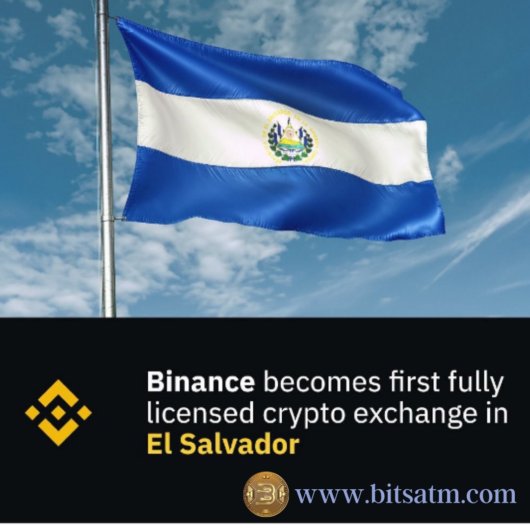 BitsAtm's tweet photo. #Binance became first fully licensed CRYPTO exchange in #ElSalvador
Follow @bitsatm for Crypto investments and updates
https://t.co/AYOx1pSiUz
#CryptoCurrency #Bitcoin #BitcoinSecureATM #Blockchain #DigitalCurrency #BTCATM #CryptoNews #AltCoins #CryptoTrading #Decentralized https://t.co/RwwYvdT6PU