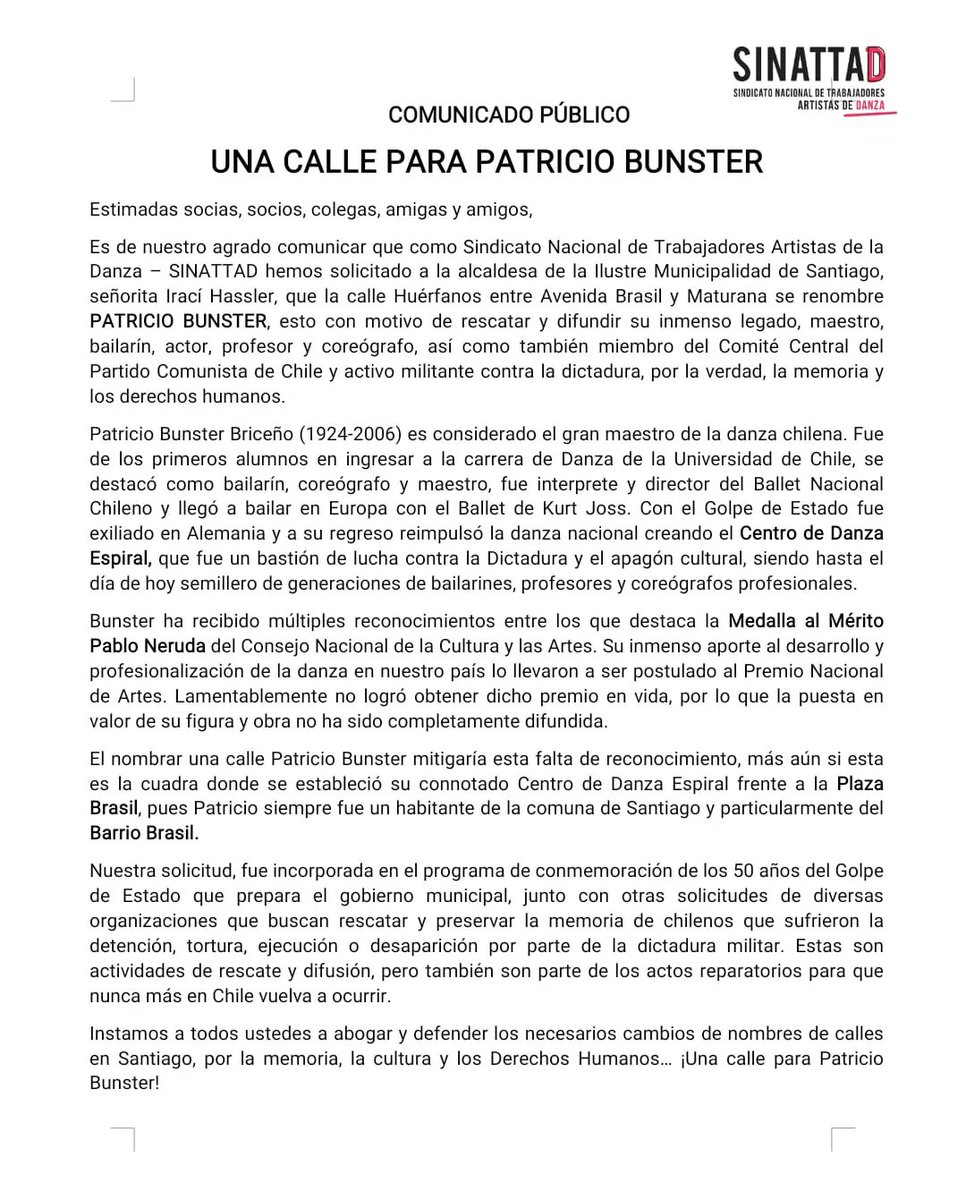Sindicato Nacional Artistas Trabajadores de Danza tweet media