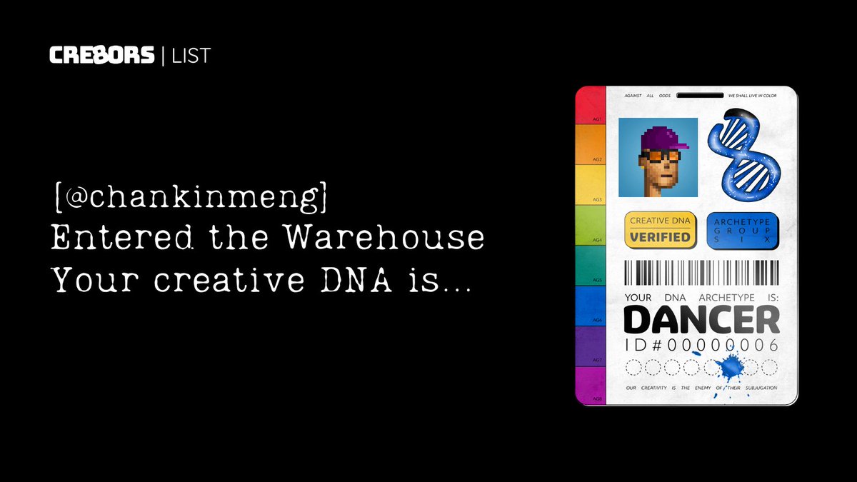 Welcome <a href="/chankinmeng/">Kin Meng</a> 
 
Your application for <a href="/cre8orsNFT/">Cre8ors</a> has been accepted.