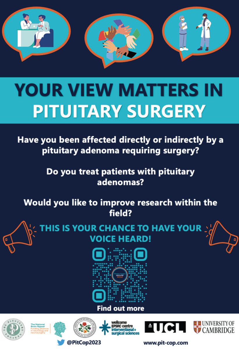 PitCop2023's tweet photo. The #PitCop study is a unique opportunity for you to help drive positive change and help shape the future of pituitary surgery research.
Find out more and have your voice heard here: https://t.co/Kx4UBNex7z
@PituitarySoc
#PitCop https://t.co/mGScUOeX9X