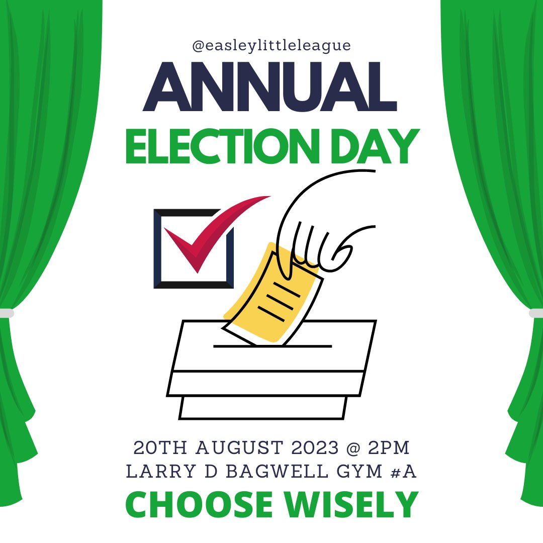 Easley_LL's tweet image. Nominations are open for the 2024 ELL Board of Directors Election! Click HERE: forms.gle/4UNmHYKvSq2g3A… #easleylittleleague #easleySC #Voteforchange