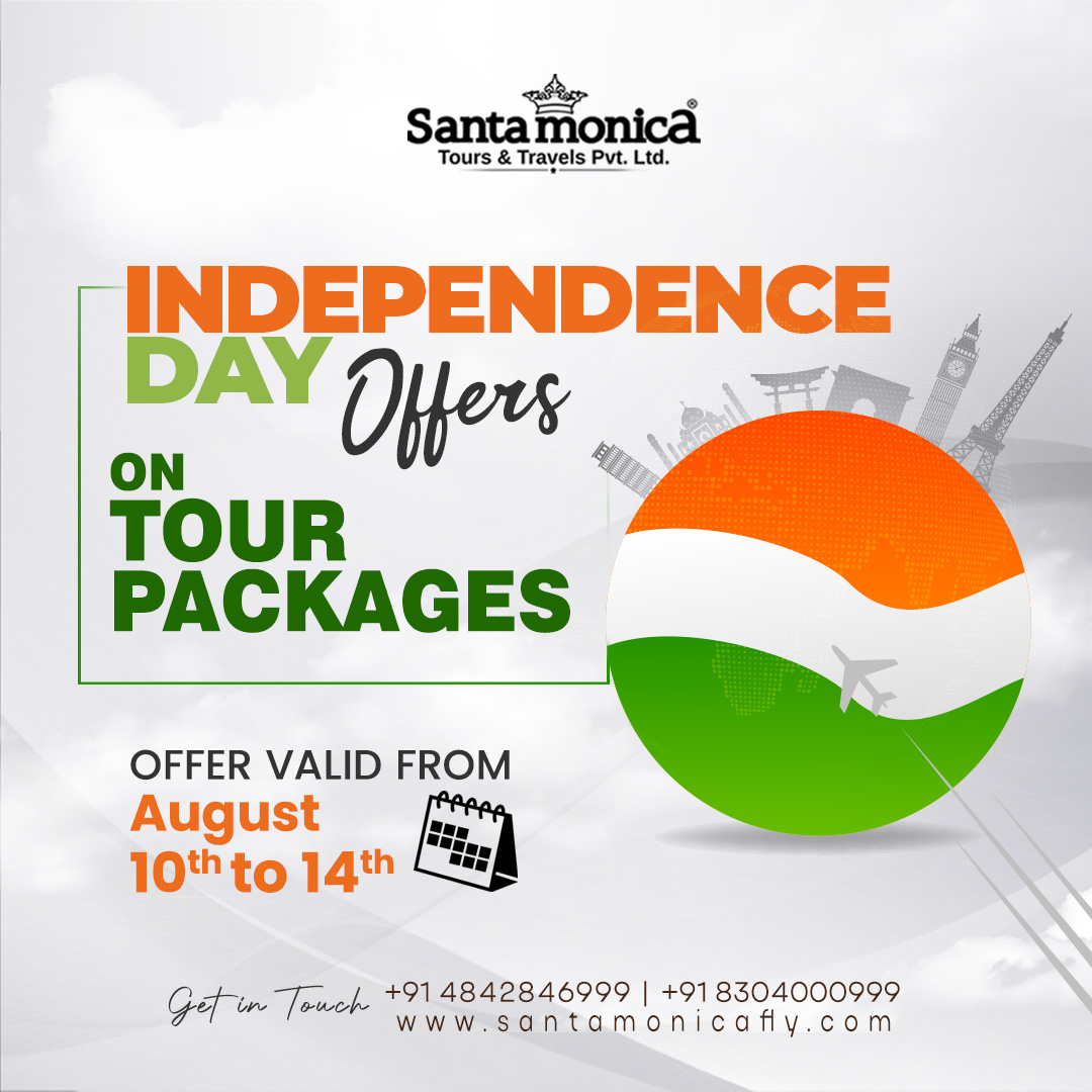 SM_Holidays's tweet image. 📷📷 Unlock exclusive travel deals on our tour packages as we pay homage to the spirit of freedom. Book between August 10th &amp;amp; 14th! Call Santamonica Tours &amp;amp; Travels at +91 830 4000 999 for more details.
#SantamonicaToursandTravels #IndependenceDayOffers #TravelWithFreedom