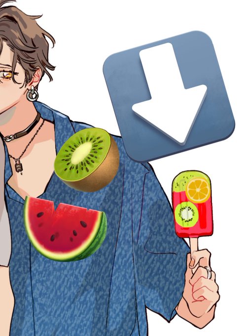 「upper body watermelon」 illustration images(Latest)