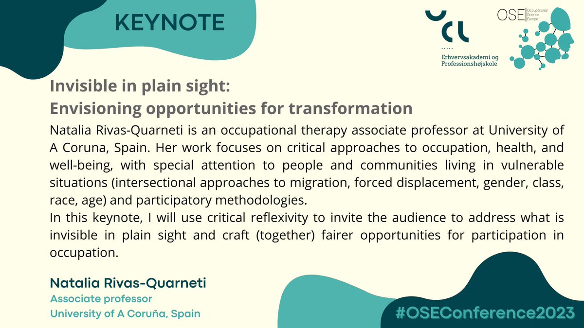 OSEurope's tweet photo. We are also excited to have Dr. Natalia Rivas Quarneti as keynote presenter of the next OSE Conference 2023 @NQuarneti "Invisible in plain sight: envisioning opportunities for transformation". See the conference programme here: https://t.co/b07dlKVQ4I Who else is excited?🤗😊👏 https://t.co/QGEEiPi6g4