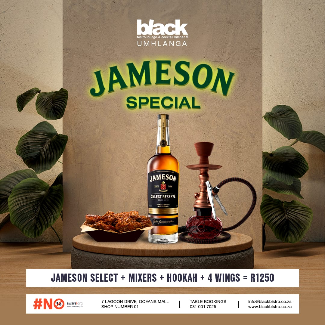 Blackumhlanga's tweet image. #BlackUmhlanga #fyp #explore #excellenceclass#goodmusic #jameson select reserve, hubbly and wings special on at black umhlanga 🔥🔥🔥🥃🍽️🙉👌