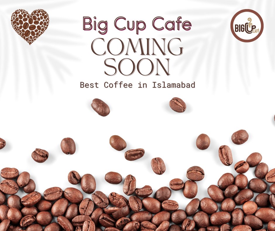 Best Coffee in Town - Big Cup Cafe ☕ Opening Soon at #MOI in F-11 Markaz, #Islamabad.

📞 0317 2599599
#bigcup #bigcupcafe #cafe #tea #coffeelover #teainislamabad #bigcups #teapoint #coffeepoint #comingsoon #f11markaz #coffee #coffeebreak