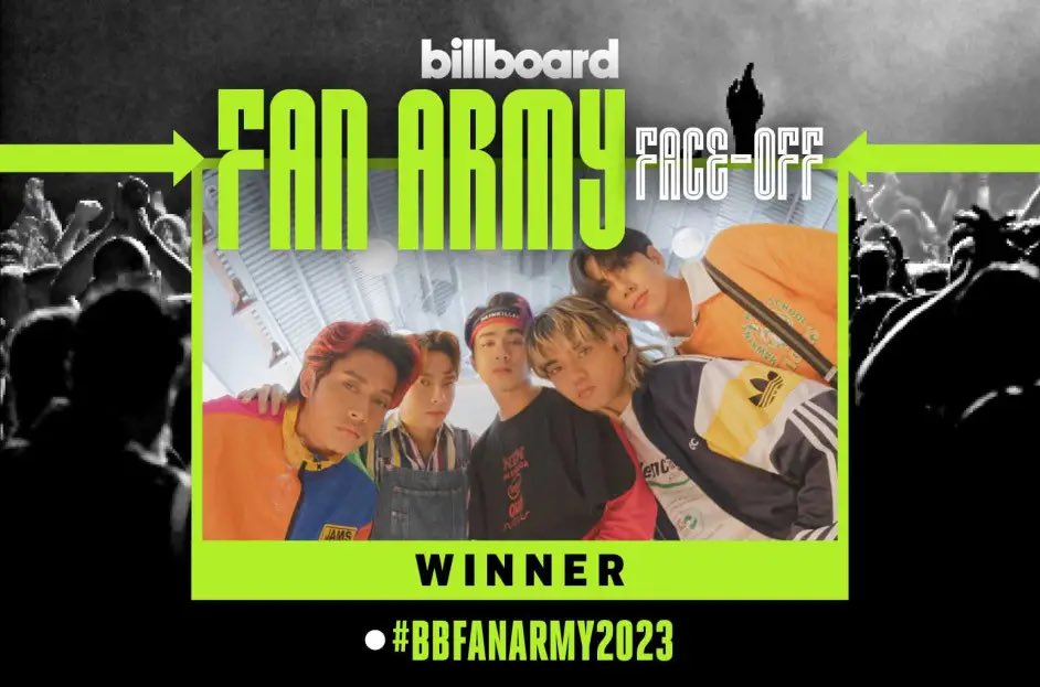 Congratulations to #SB19 and A’TIN for winning the Billboard Fan Army Face-Off. congrats also to #SEVENTEEN’s Carats for giving a good fight. It was very close! #BBFanArmy2023