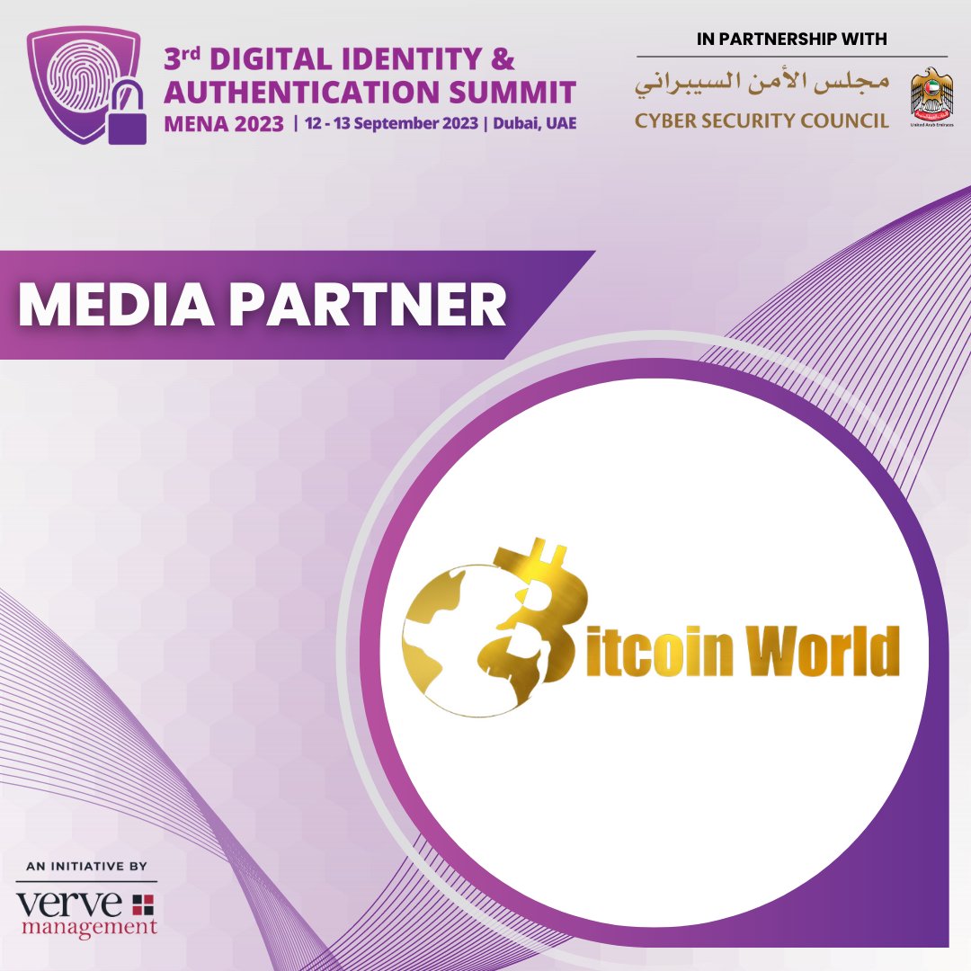 vervemgmtuae's tweet photo. We are happy to have @ItsBitcoinWorld as an official media partner for the upcoming 3rd Annual Digital Identity & Authentication Summit MENA 2023. The summit is taking place on the 12th and 13th of September, at the Grosvenor House in Dubai, UAE.
#DIAS23 https://t.co/PjLg62djzs