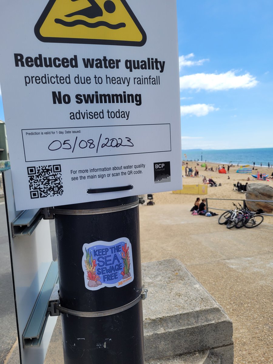 Couldn't believe my beautiful beach had a no swimming sign due to poor water quality 😢 I hope they keep my sticker there, and it makes people think! @38degrees
#StopTheSewage