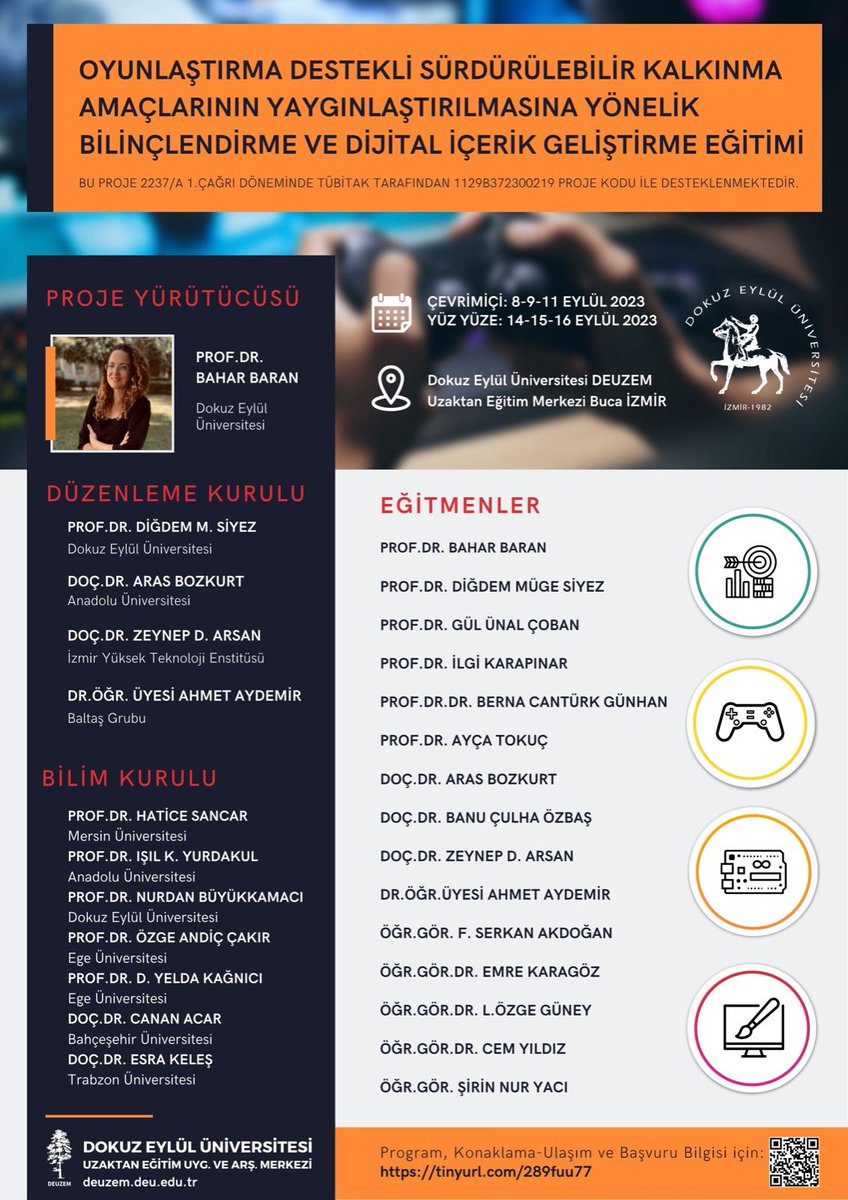 #Oyunlaştırma Destekli Sürdürülebilir Kalkınma Amaçlarının Yaygınlaştırılmasına Yönelik Bilinçlendirme ve Dijital İçerik Geliştirme Eğitimi için İzmir’de buluşuyoruz!!! Sen de katılmak istersen başvuru formunu doldur : 
tinyurl.com/229ro426
#Tübitak #ska #dijitaliçerik
