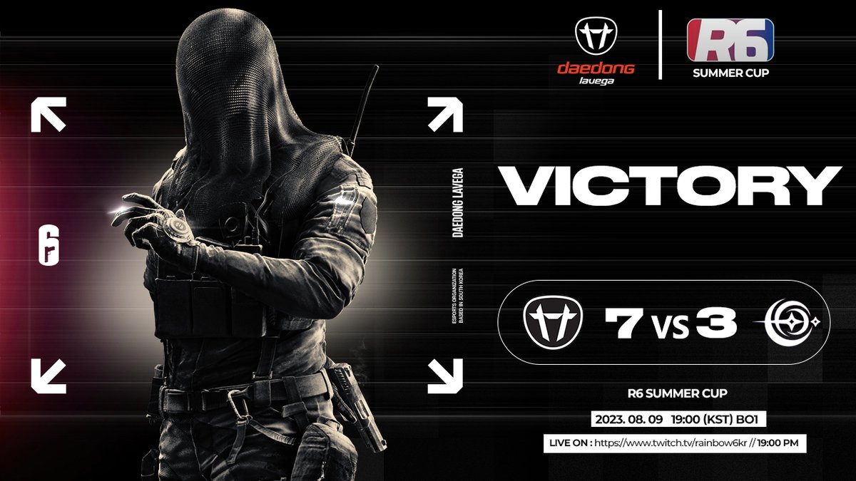 MATCH DAY

[R6 SUMMER CUP DAY - 1]
🆚 <a href="/R6_Lunavis/">Team | Lunavis🌙</a> 7:3 WIN

내일 경기도 많은 응원 부탁드립니다. 

#R6 #DLWIN