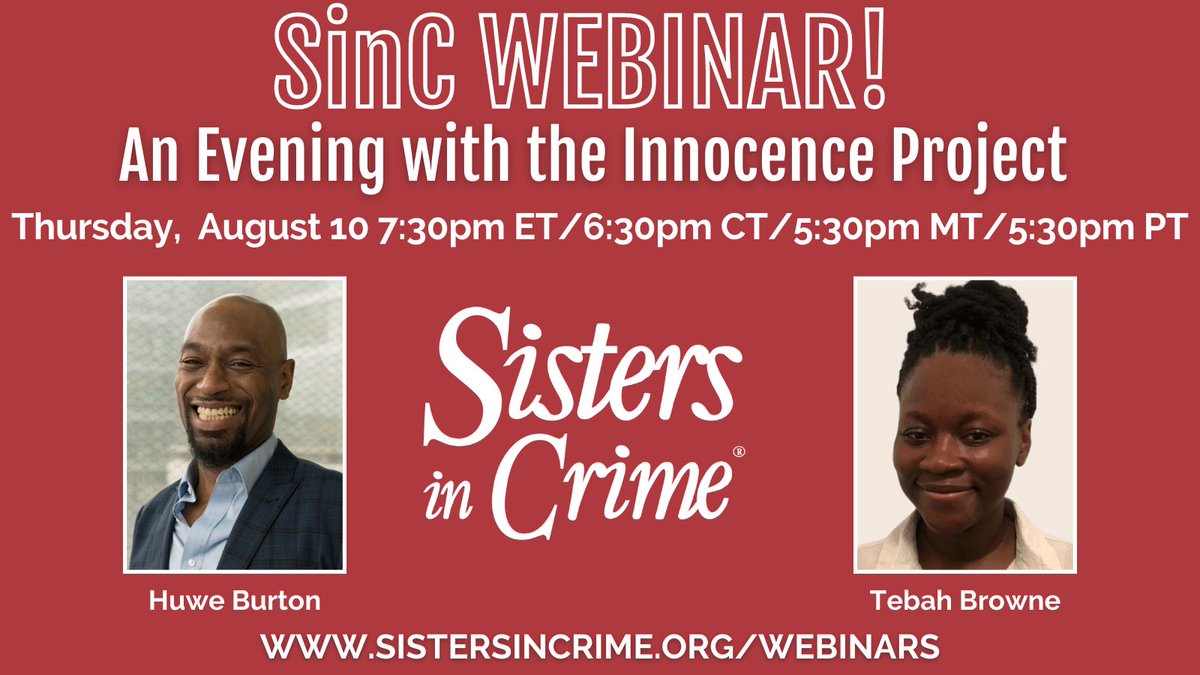 SINCnational's tweet photo. TOMORROW!!!

Join #SinC for an important evening with
@innocence! Meet Huwe Burton, wrongly convicted and cleared -- and learn about cognitive and unconscious bias. Moderator: Past President @StephofLegends!  
Thursday 7:30pm ET -- info here: https://t.co/xKkYpMHPTc… #justice https://t.co/C5nFhwSp4p