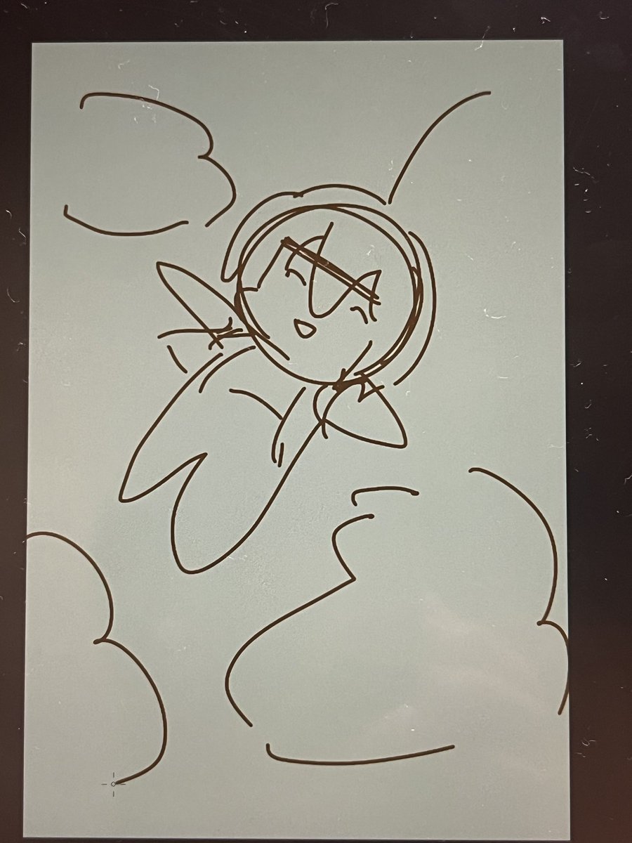 この前ラフを8枚ぐらい描いたけど、どれもしっくり来なかったから、いつも通りでいこうと思います。  これラフ