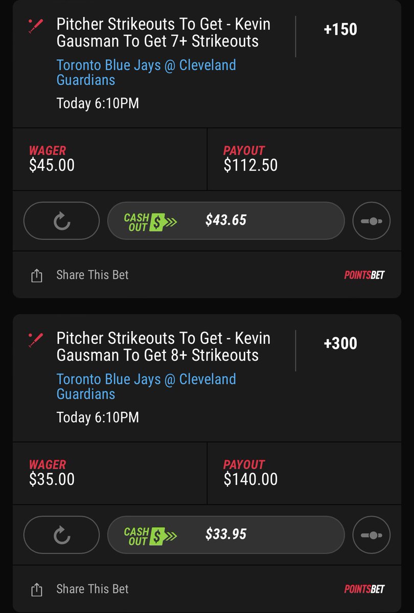 EVbetsKS's tweet image. Just found out you can bet alt Ks on PointsBet, and they are in big trouble now…

Gausman ladder bet 🪜:

7 Ks: +116 on FD
8 Ks: +235 on FD

#LadderBet