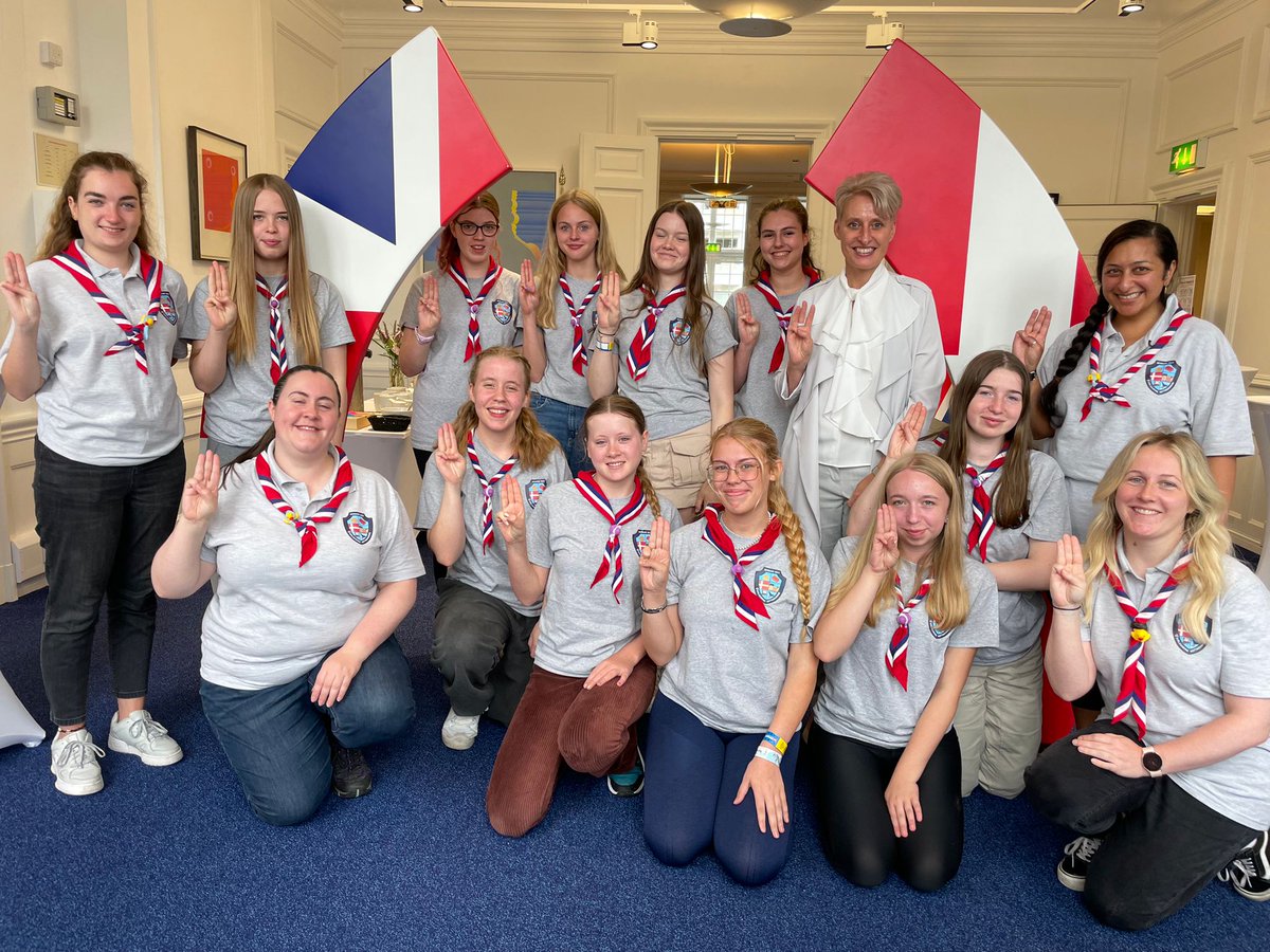 EHopkinsFCDO's tweet photo. My third girl guide badge this summer! Delightful discussion today with guides from Nottinghamshire. I hope I convinced at least one to consider a career in diplomacy! Rave reviews for Denmark also! https://t.co/gGZOOpZjAu