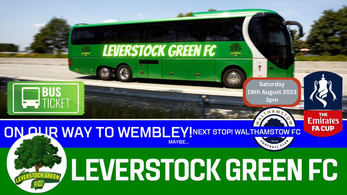 🌳⚽ COACH TRAVEL ⚽🌳

🚌 We will be running a coach to our <a href="/EmiratesFACup/">Emirates FA Cup</a> tie at Walthamstow on Saturday 19th August. 

💰 The cost will be £5 per head.

✉ If you would like a seat on the coach, please contact eslglfc@hotmail.co.uk