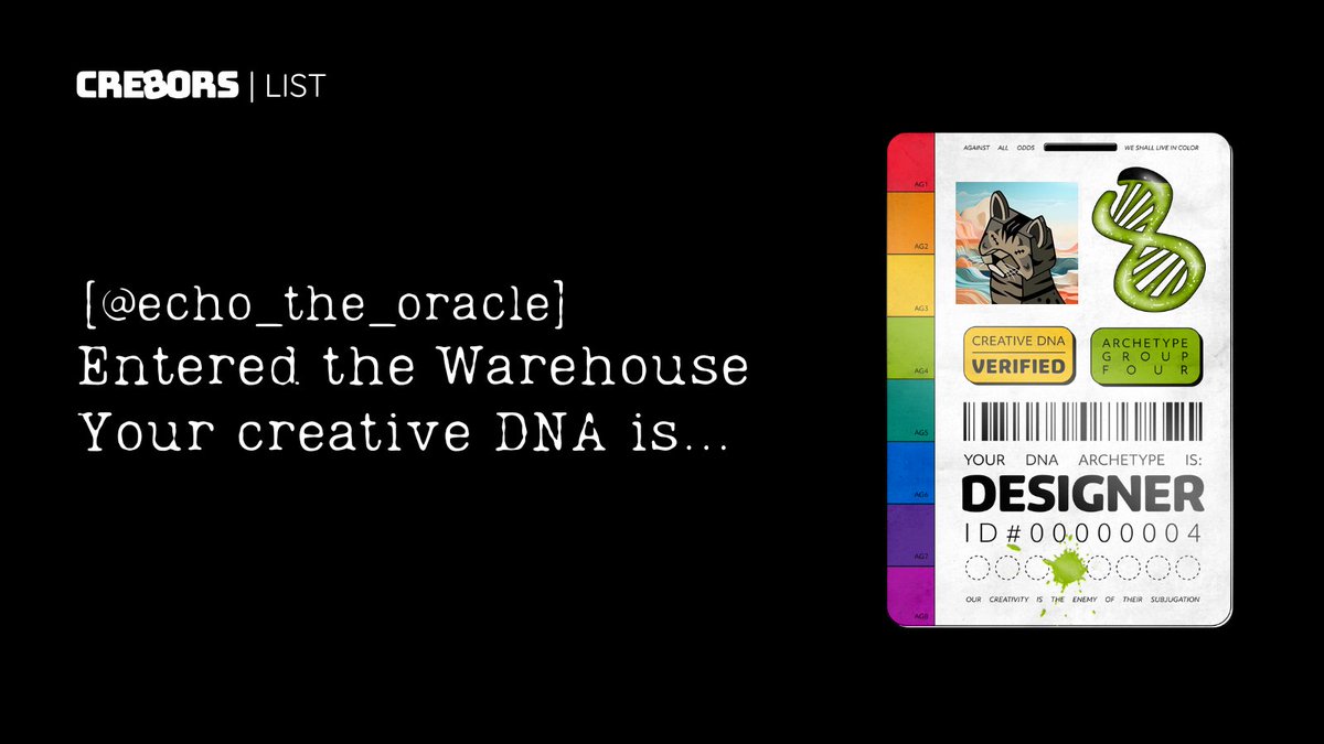 Welcome @echo_the_oracle 
 
Your application for <a href="/cre8orsNFT/">Cre8ors</a> has been accepted.