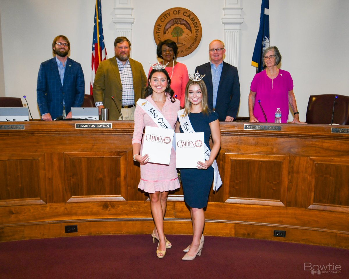 Johnny_Deal's tweet photo. During Tuesday night's council meeting, Jules Lemonds, left; Miss Camden and Brinley Hair, Miss Camden's Teen were presented proclamations from Camden City Council. Jules and Brinley will be competing in the Miss SC and Miss SC Teen Competition in June 2024. #MissCamden #MissSC https://t.co/s0YZ9dmmeG