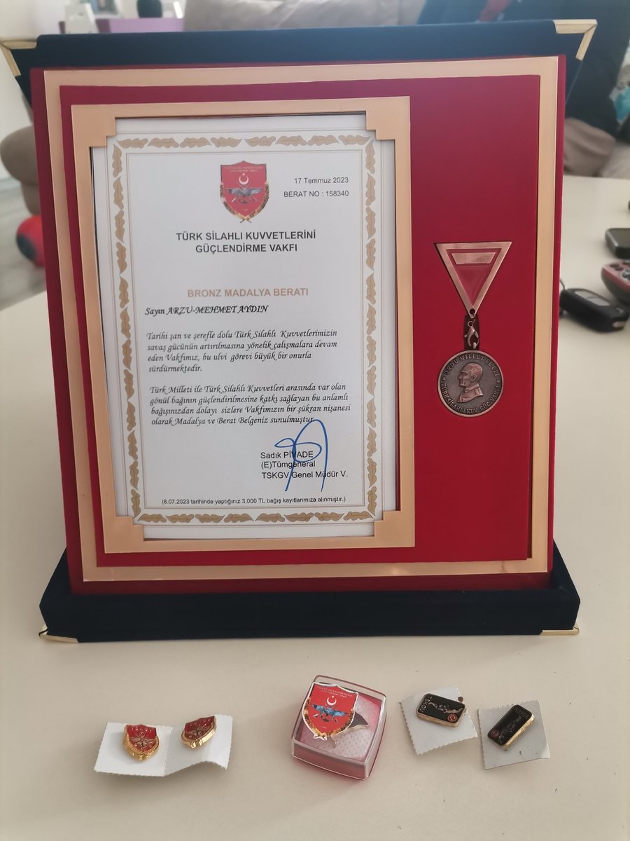 Tskgv dan madalyamız geldi teşekkür ederiz. #tsk #türk #tskgv