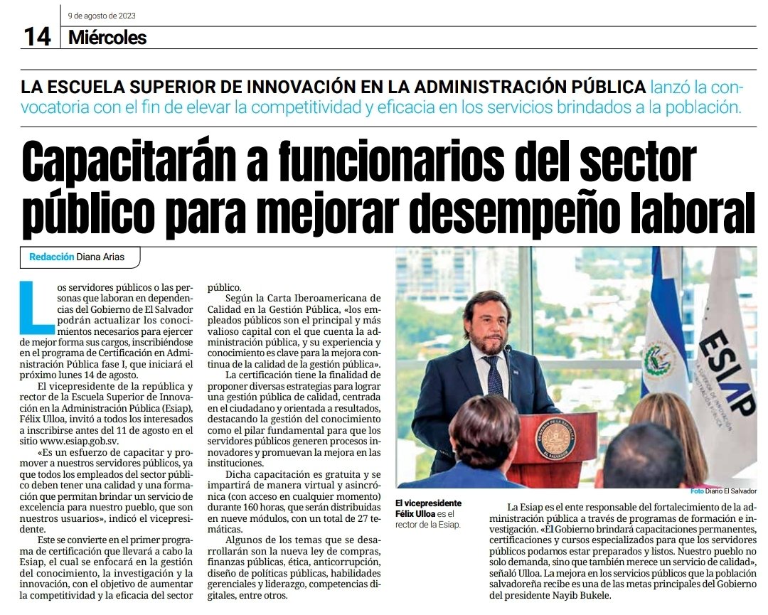 EduSuperiorSv's tweet photo. Un paso más hacia la construcción de un nuevo modelo de la gestión pública, profesionalizado el servicio al Pueblo Salvadoreño, dotando de mayores competencias a los funcionarios.
#ESIAP
@VCpresidenciaSV
@fulloa51 https://t.co/decwB2pHze