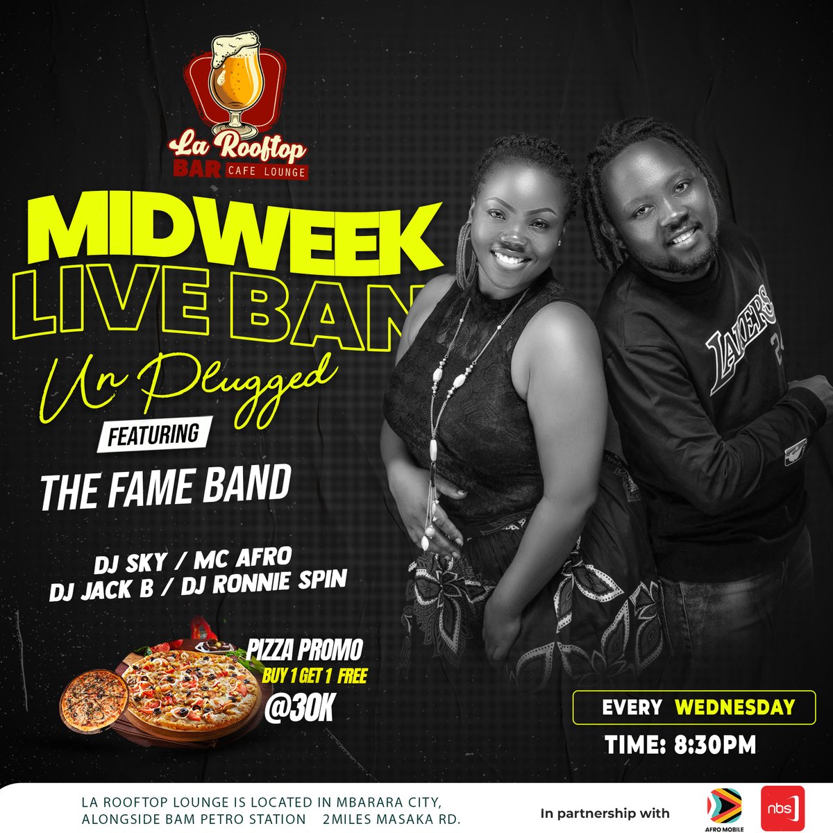 nbstv's tweet photo. Illuminate your week with the #MidWeekUnpluggedEvening at @larooftoplounge, featuring sensational entertainment and irresistible food deals.  

Powered by @afromobileug and @nbstv.

#NBSUpdates #AfroMobileUg https://t.co/69V4gGSHjq