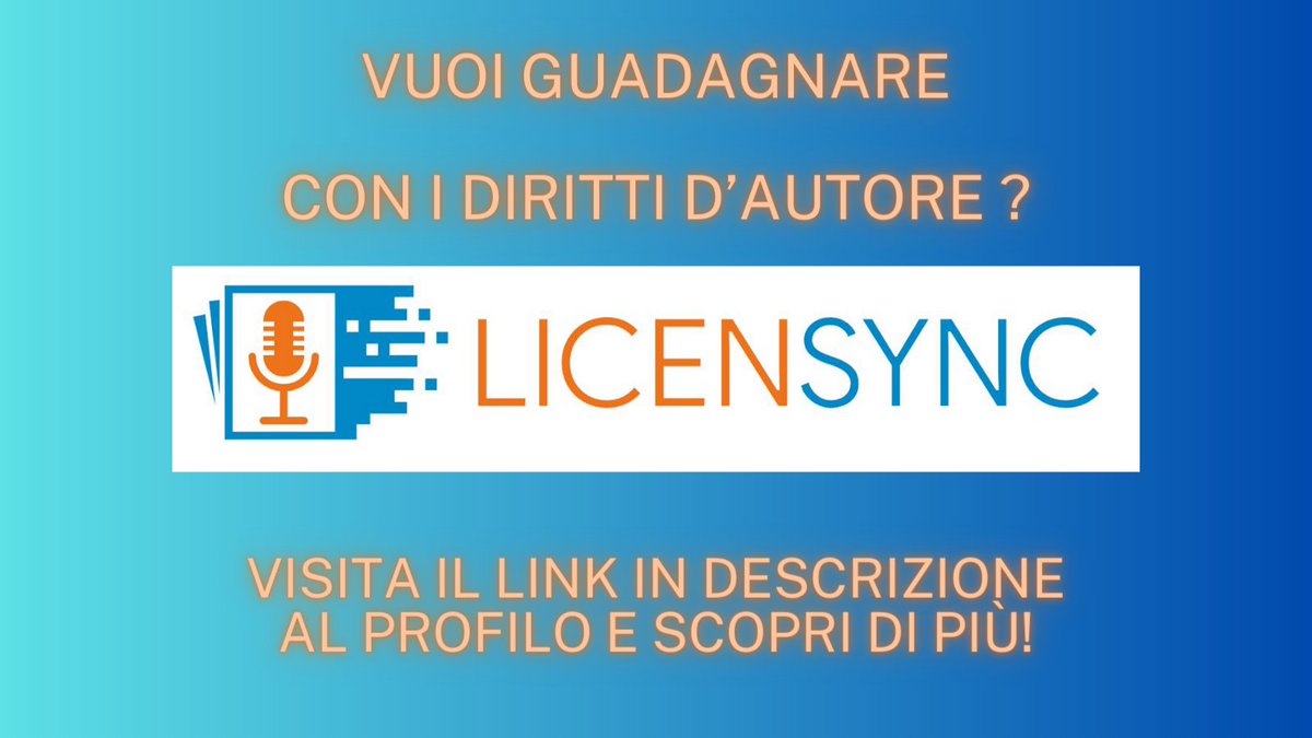 lo sai che puoi guadagnare con i diritti d’autore per i tuoi contenuti podcast Vodcast e web news!

È semplice, iscriviti a Licensync nel link che trovi in descrizione al profilo!