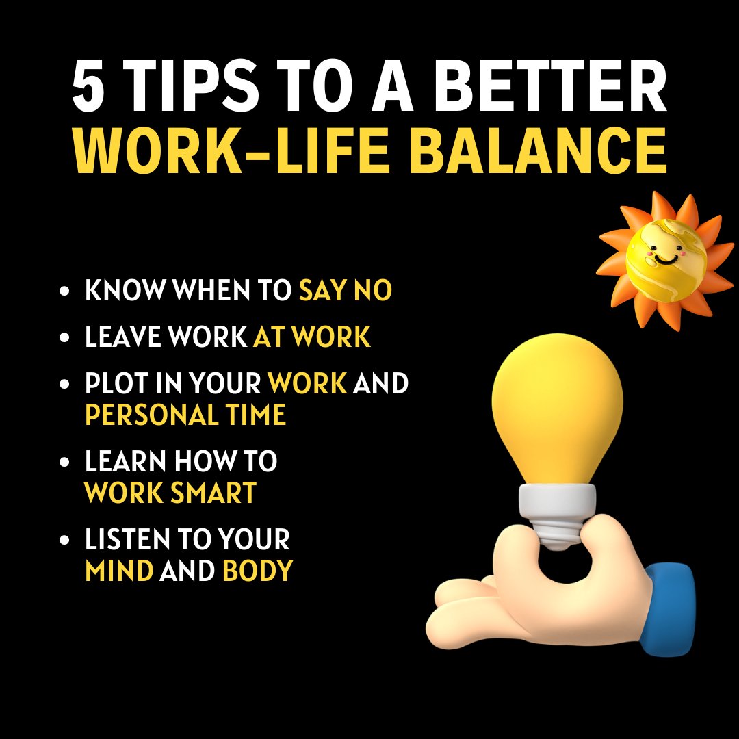 AM_Productss's tweet photo. 5 Tips to A Better Work Life Balance #work #wporklife #WorkLifeBalance #Tips #WednesdayMotivation #wednesdaythought 
Good Wednesday https://t.co/owQ57sQZWX