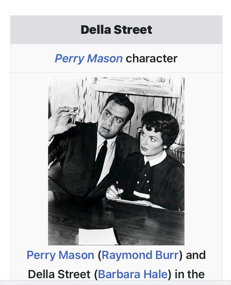 patirwinmusic's tweet photo. Della Street. You might remember her as Perry Mason’s secretary. I remember her as the inspiration behind the long lost Raybeats song, Della St. I’m hoping to pull it out for the PI Power Trio show at Sunny's on Aug 31. Fingers crossed. #pipowertrio https://t.co/rG2uOW5TeT