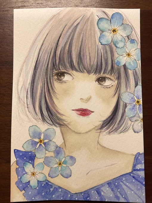 勿忘草  #ドローイング #水彩画 #アナログ絵