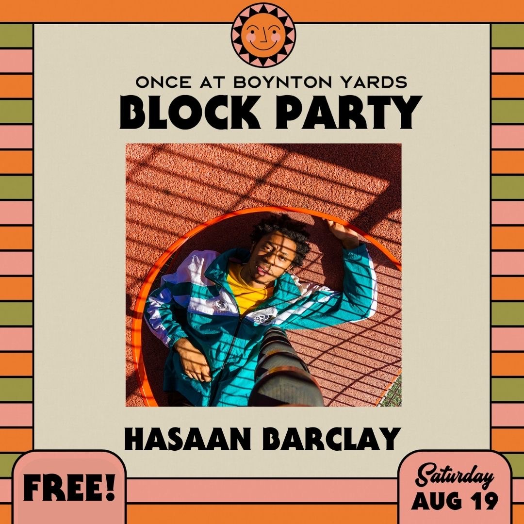 ONCEsomerville's tweet image. Headlining ONCE x @BoyntonYardsMa Block Party on 8/19 is Boston artist, songwriter &amp;amp; producer @haasanbarclay 🎵 His music is a mix of classic pop sensibilities w/ a fresh, modern intensity, bringing together high-energy dance &amp;amp; Y2K house. RSVP: ow.ly/qQB550PtcKP