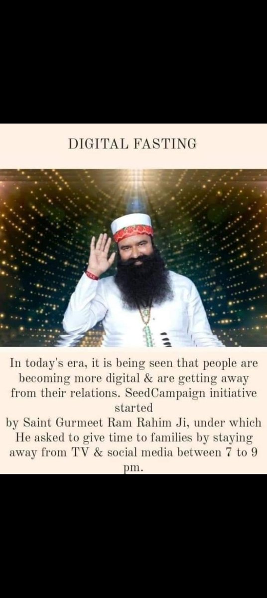 Bantiin61026881's tweet image. Digital Fasting Campaign launched by Saint MSG is bringing happiness in family relationships.Under this campaign,lakhs of people leave the digital world for two hours in the evening and give time to the family. #DigitalFast