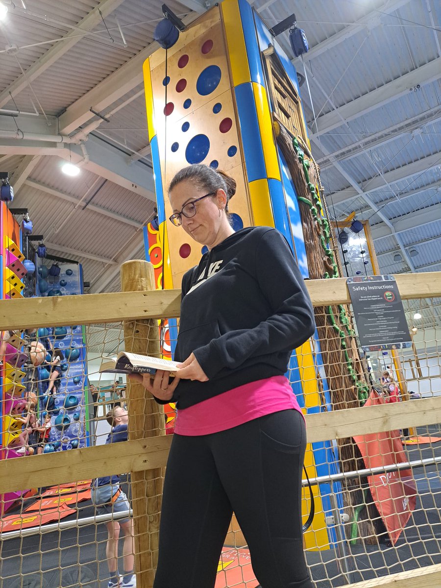 jemburton's tweet photo. @SandwichJunior Mrs Burton reading somewhere spotty and sporty!
#summerreadingchallenge https://t.co/irgIIMEmoS