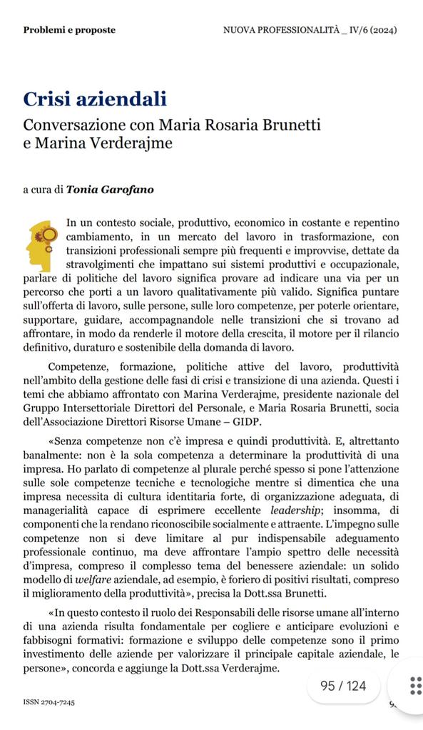 Competenze, politiche attive del lavoro, formazione in contesti di crisi aziendali. Ne ho parlato con <a href="/MariaRBrunetti/">Maria Rosaria Brunetti</a> e #MarinaVerderajme per #NuovaProfessionalità rivista di studi e orientamenti per integrazione scuola e lavoro, diretta da <a href="/gbocchieri/">Gianni Bocchieri</a>, <a href="/eugeniogotti/">Eugenio Gotti</a> <a href="/EMassagli/">Emmanuele Massagli</a>
