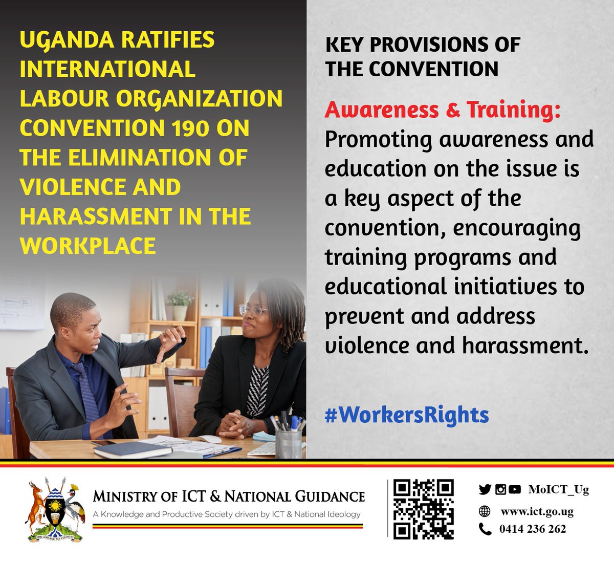 kibuukla's tweet image. The convention provides momentum for trade unions and other stakeholders to fight violence and harassment in the world of the workplace. #WorkersRights
@Mglsd_UG
@GovUganda
#HumanRightsFirst
@MoICT_Ug
@DMU_Uganda