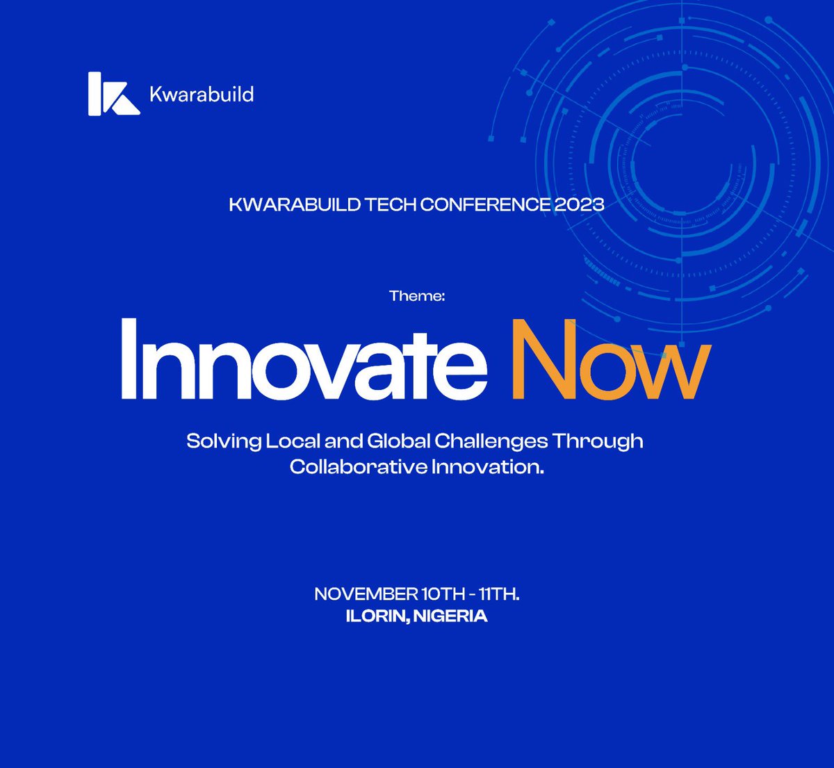 kwarabuild's tweet photo. Theme Announcement 💜🔊

We are excited about this year theme, a continuation from where we stop last year. 

INNOVATE NOW: Solving Local and Global Challenges through Collaborative Innovation.

Tickets now available, register now at https://t.co/5YAXcsIgkV

#InnovateNow https://t.co/HQRTYayh4Q